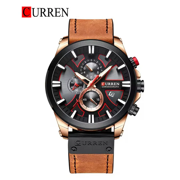 Curren Men's Watch C8386 B/RG – Analog Display, Leather Strap