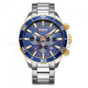 Curren 8309 Blue Chronograph Dial Silver Steel Band Wrist Watch