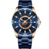 Curren 8359 Date Display Gent’s Wrist Watch In Blue Steel Chain