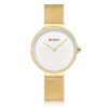 Curren 9016 Golden Mesh Band White Analog Dial Ladies Watch