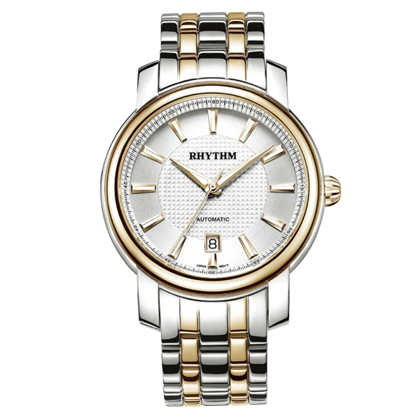 Rhythm A1103S03 Two Tone Chain Round Dial Men's Gift Watch.