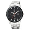 Q&Q AA38J202Y Black Multi Dial Silver Chain Men's Dress Watch