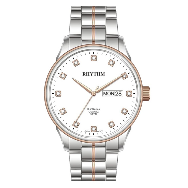 Rhythm GS1602S09 White Dial Silver Chain Men's Dress Watch