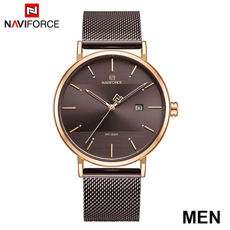 NaviForce 3008G Mesh Chain Men's Brown Dial Fashion Watch