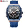CURREN 8443 New Fashion Watch For Men Luxury Silicon Strap Square Dial Men's Watch