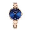 Curren 9017 Rose Gold Steel Chain & Big Blue Dial Ladies Gift Watch