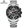 NaviForce NF8021 Black Multi Dial Silver Chain Men’s Dress Watch