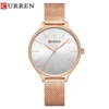 Curren 9024 Rose Gold Mesh Chain Silver Dial Ladies Wrist Watch