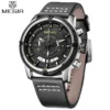 MEGIR 2047 Sport Leather Band Quartz Multifunction Chronograph Fashion Wrist Watch