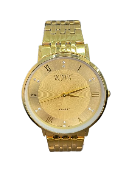 KWC 132 Golden Analog Dial Golden Chain Men’s Wrist Watch