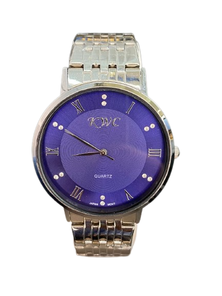 KWC 132 Blue Analog Dial Silver Chain Men’s Wrist Watch