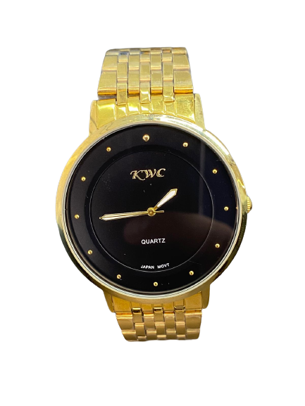 KWC 136 Black Analog Dial Golden Chain Men’s Wrist Watch