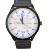 KWC 193 White Analog Dial Black Leather Band Men’s Wrist Watch