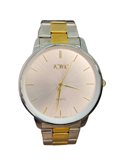 KWC 913 White Analog Dial Golden Silver Chain Men’s Wrist Watch