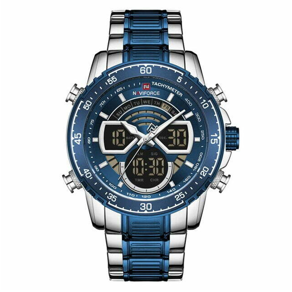 NaviForce 9189 Dual Display Two Tone Chain Men's Sports Watch