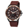 NaviForce 9056 Brown Leather Golden Case Men's Wrist Watch