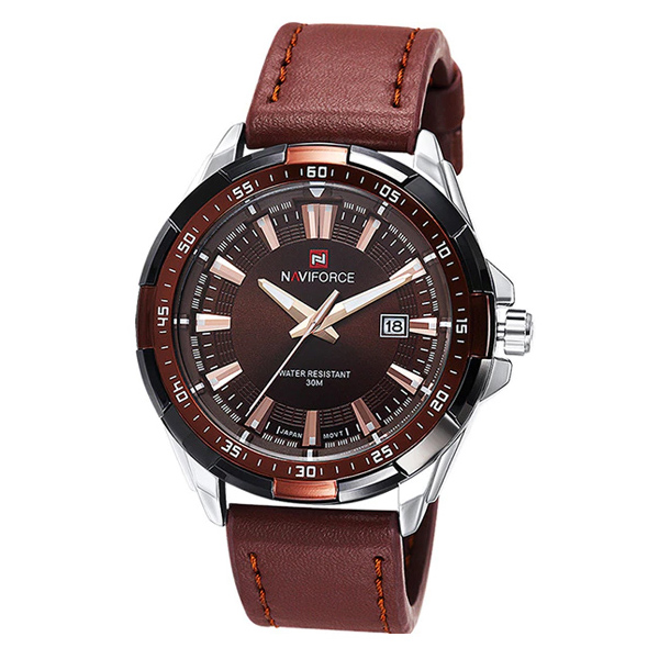 NaviForce 9056 Analog Dial Brown Leather Men's Classical Watch