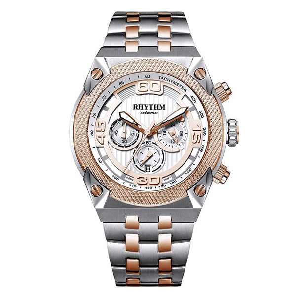 Rhythm S1412S03 Two Tone Chain Chronograph Men's Gift Watch
