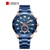 Curren 8417 Blue Chronograph Dial Blue Chain Wrist Watch