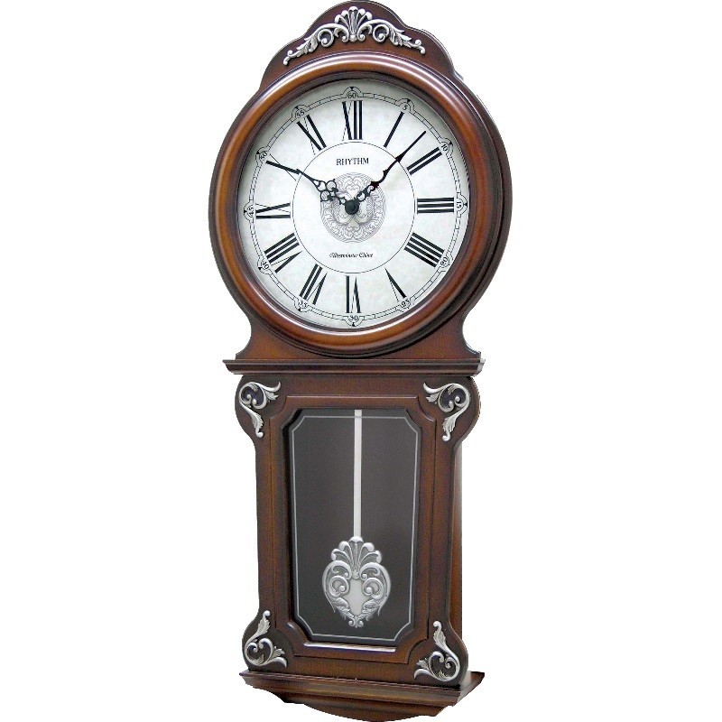 Rhythm CMJ380CR06 6 Melodies Wooden Frame Wall Clock