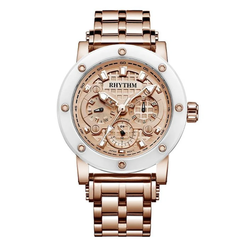 Rhythm I1203S03 Rose Gold Chain Chronograph Men’s Dress Watch