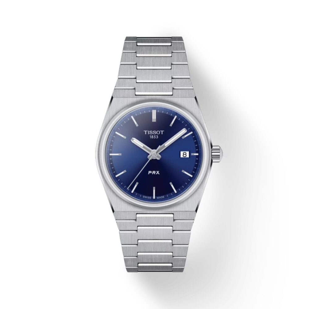 Tissot PRX Quartz Men's Watch T137.210.11.041.00 - 35mm Blue Dial, Stainless Steel Integrated Bracelet, Water-Resistant