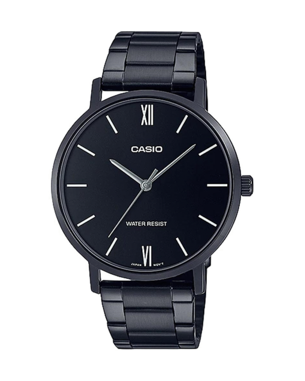 Casio MTP-VT01B-1B Full Black Stainless Steel Men Watch