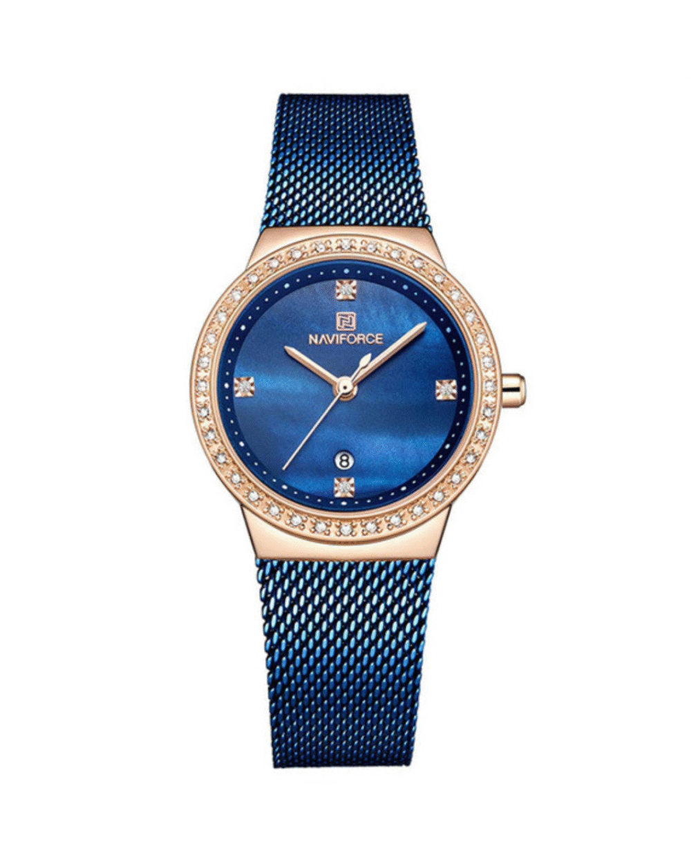 NaviForce NF5005 Rose Gold Case Stone Dial Ladies Blue Watch