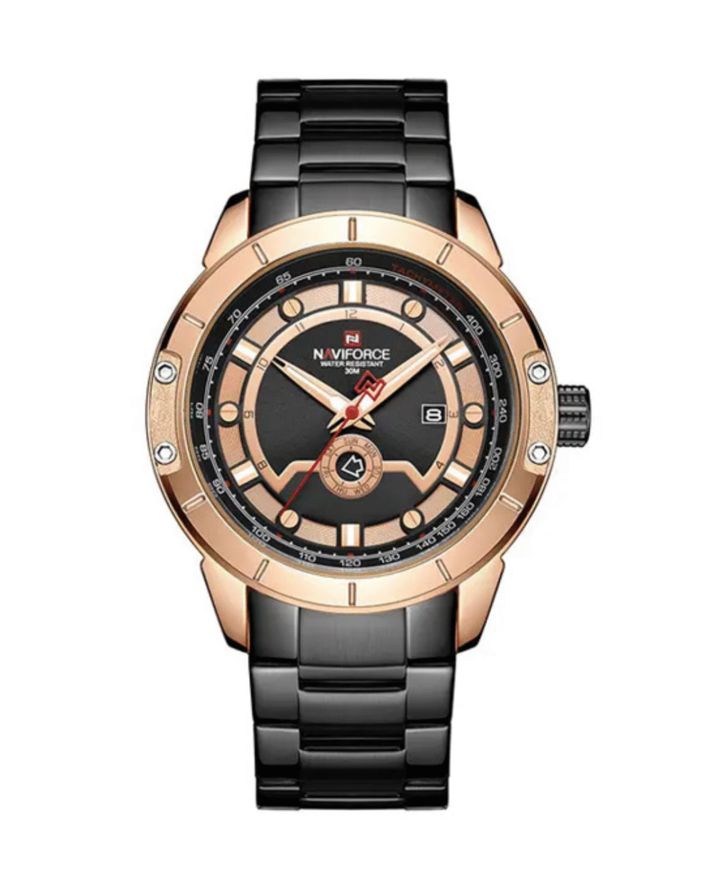 NaviForce NF9166 Black Analog Dial Steel Chain Men's Dress Watch