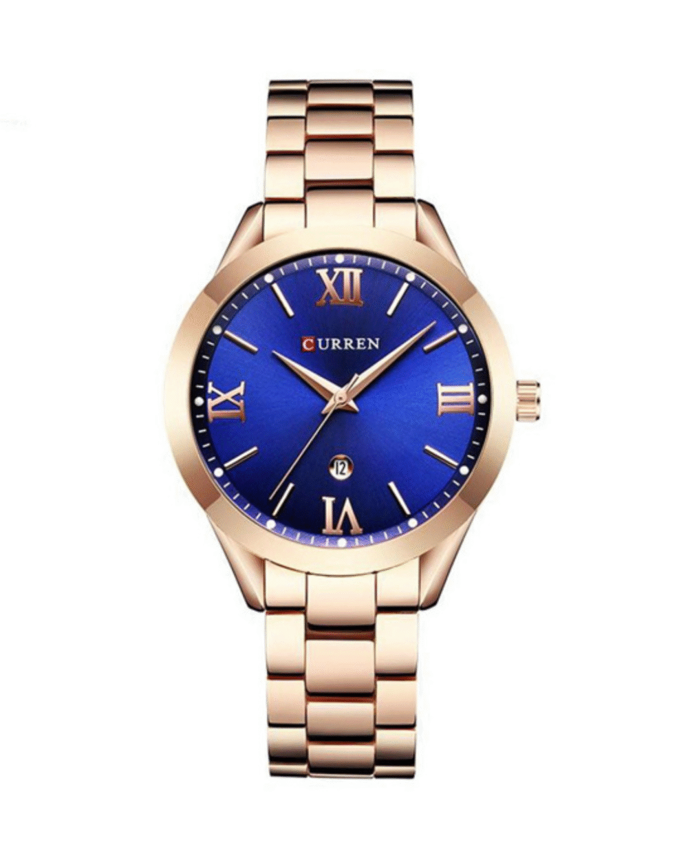 Curren C9007 Rose Gold Blue Analog Dial Ladies Stylish Watch