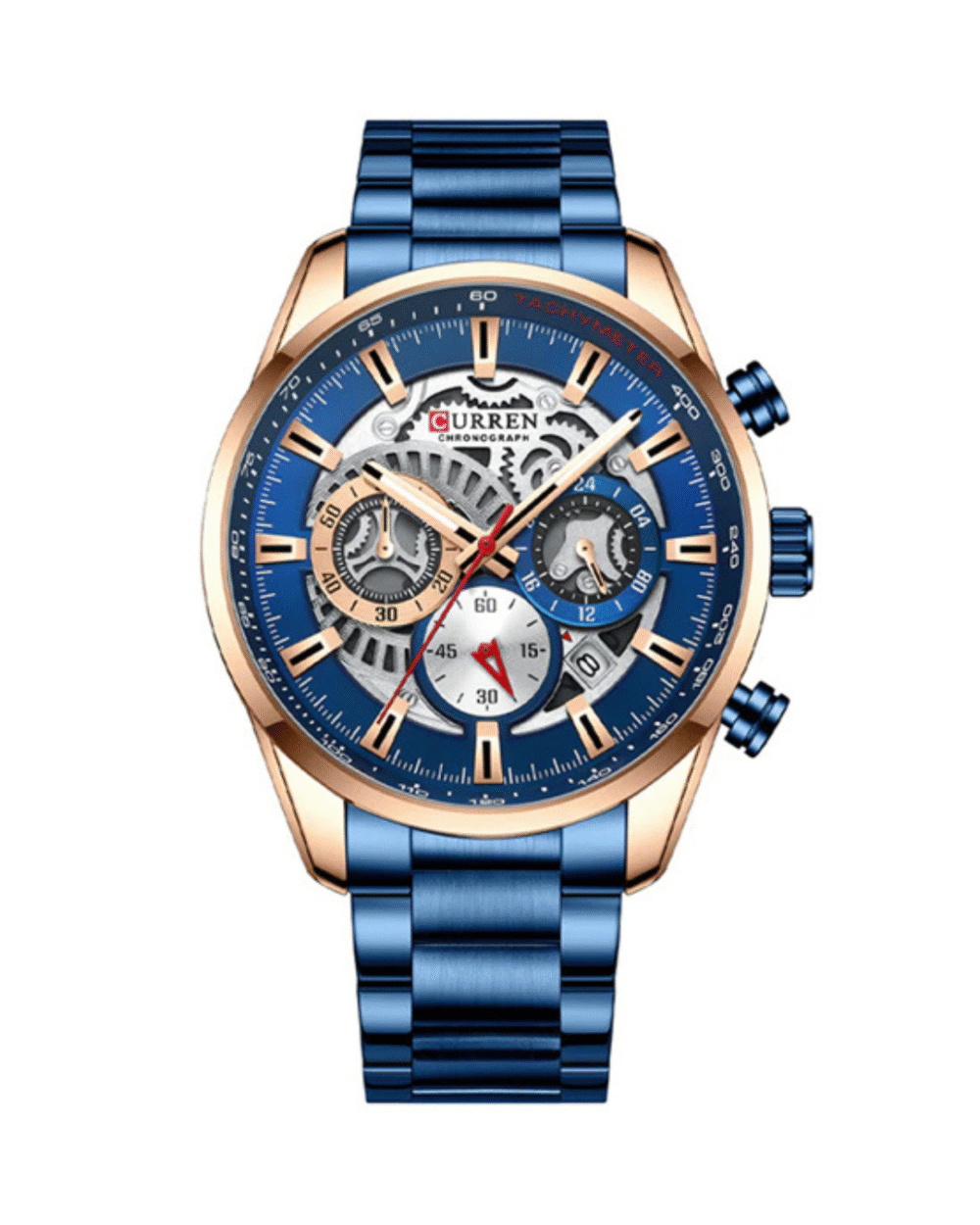 Curren C8391 Blue Chain Men's Luxury Watch In Chronograph Dial