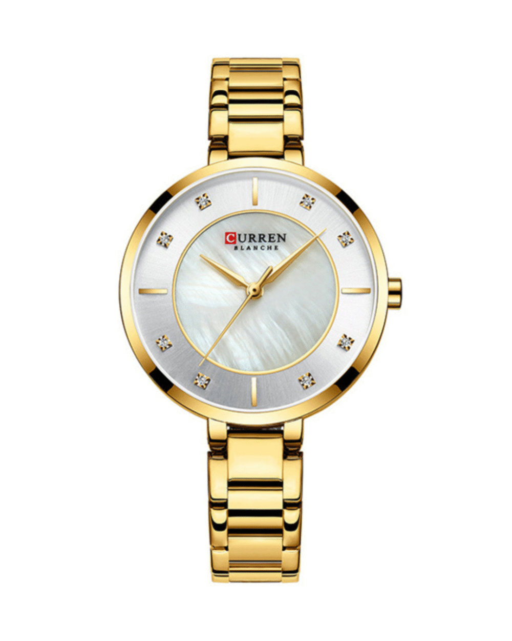 Curren C9051 Golden Chain Analog Stone Dial Ladies Gift Watch