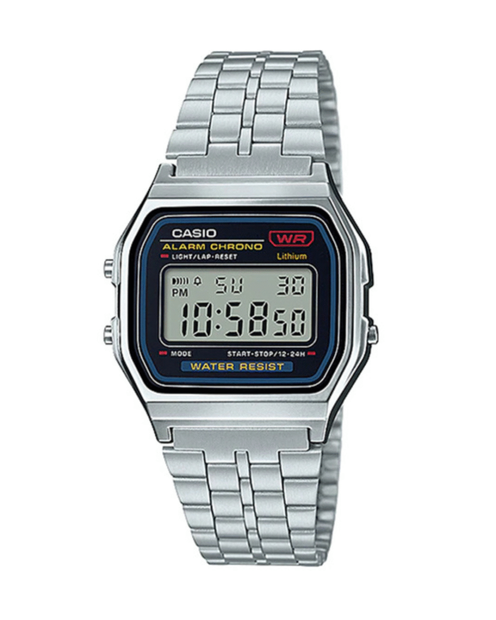Casio A159W-N1DF Silver Chain Vintage Dial Men's Hand Watch