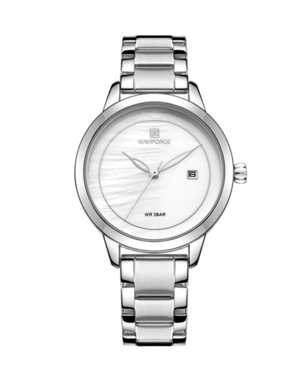 NaviForce NF5008 White Dial Silver Bracelet Ladies Dress Watch