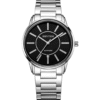 Rhythm G1203S02 Silver Chain Black Dial Dress Watch For Men's