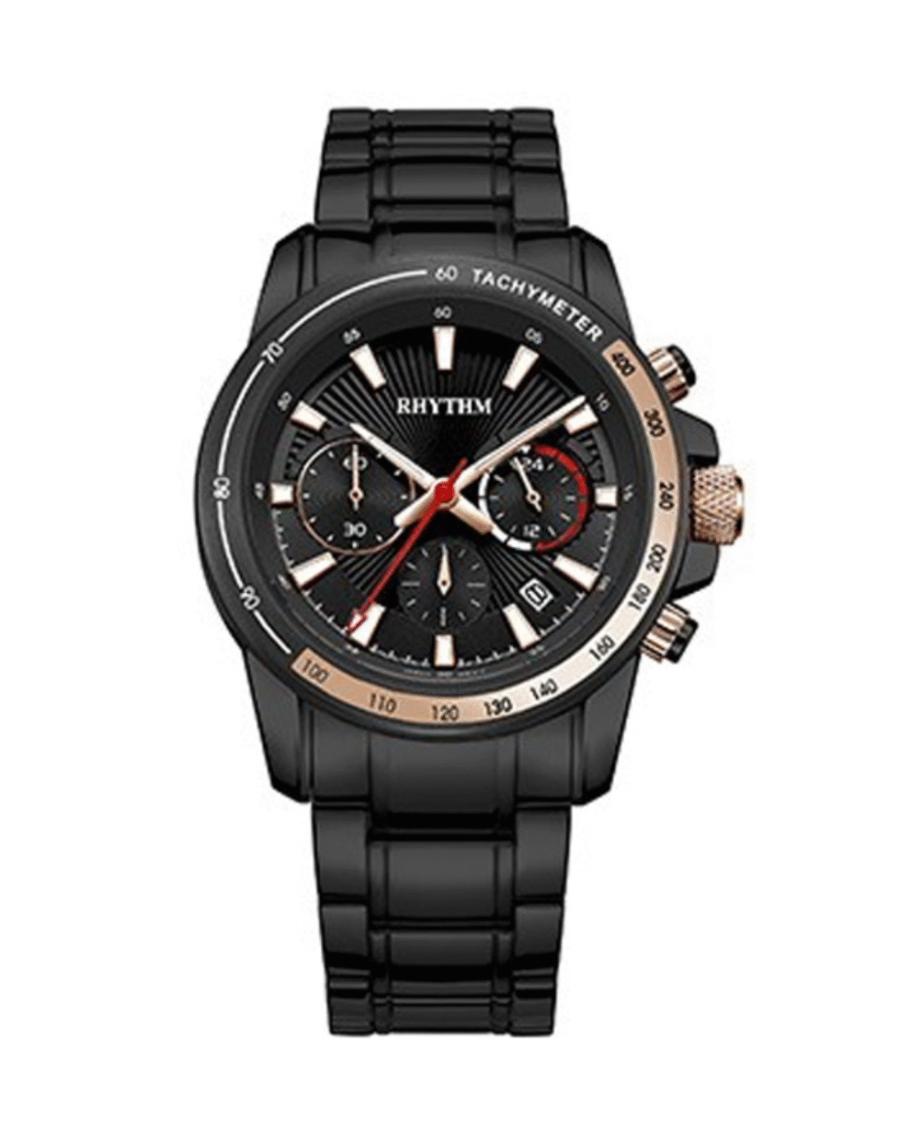 Rhythm S1403S05 Men's Chronograph Black Chain Stylish Watch