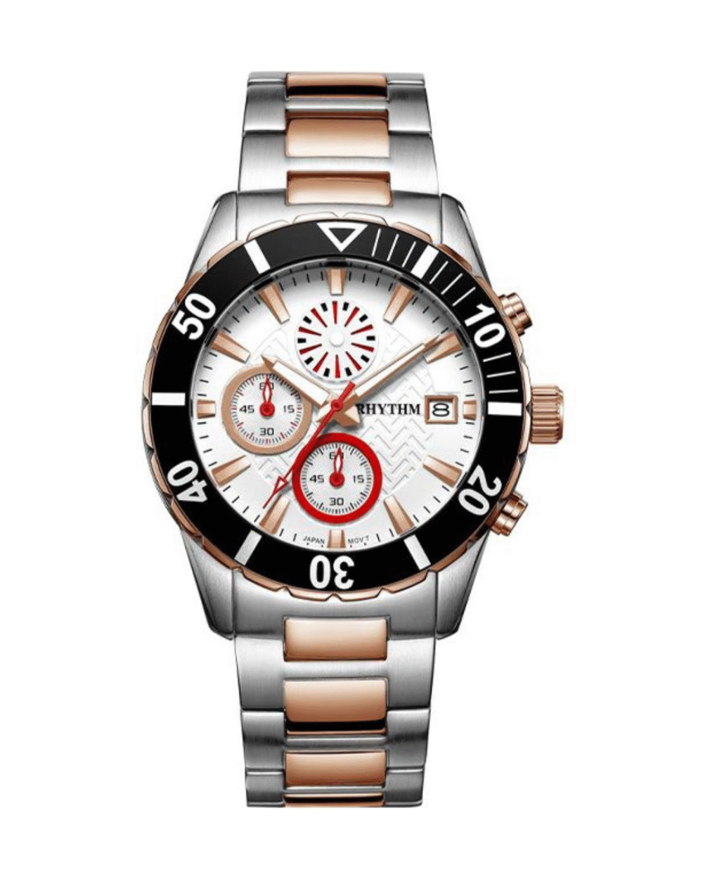 Rhythm S1406S04 White chronograph Dial Gift Watch For Men's