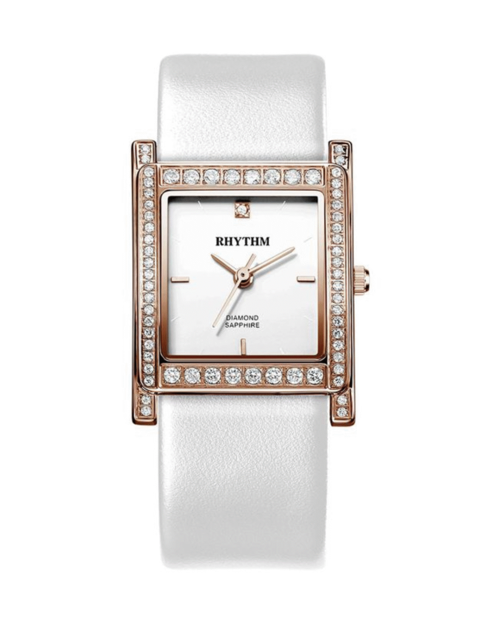 Rhythm L1204L03 White Square Analog Dial Sapphire Glass Watch
