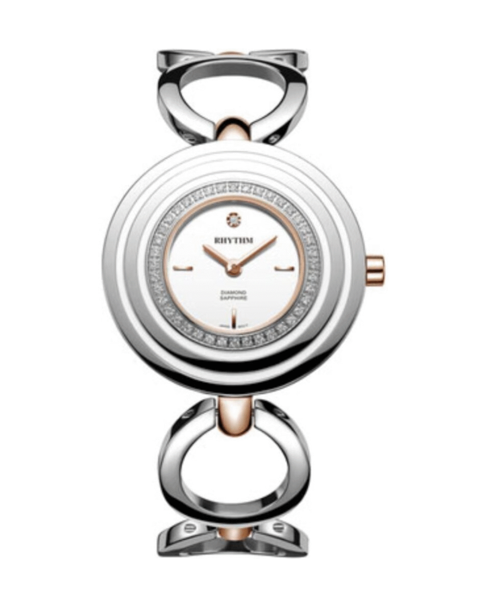 Rhythm L1302S04 Silver Steel Chain White Dial Ladies Gift Watch