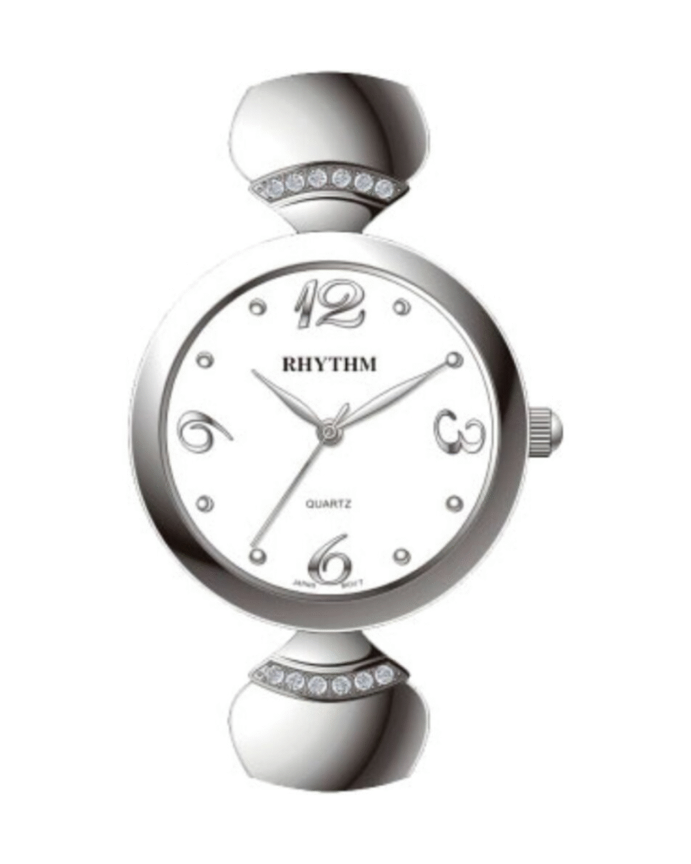 Rhythm LE1609S01 Ladies Gift Watch White Dial, Crystal Decorated