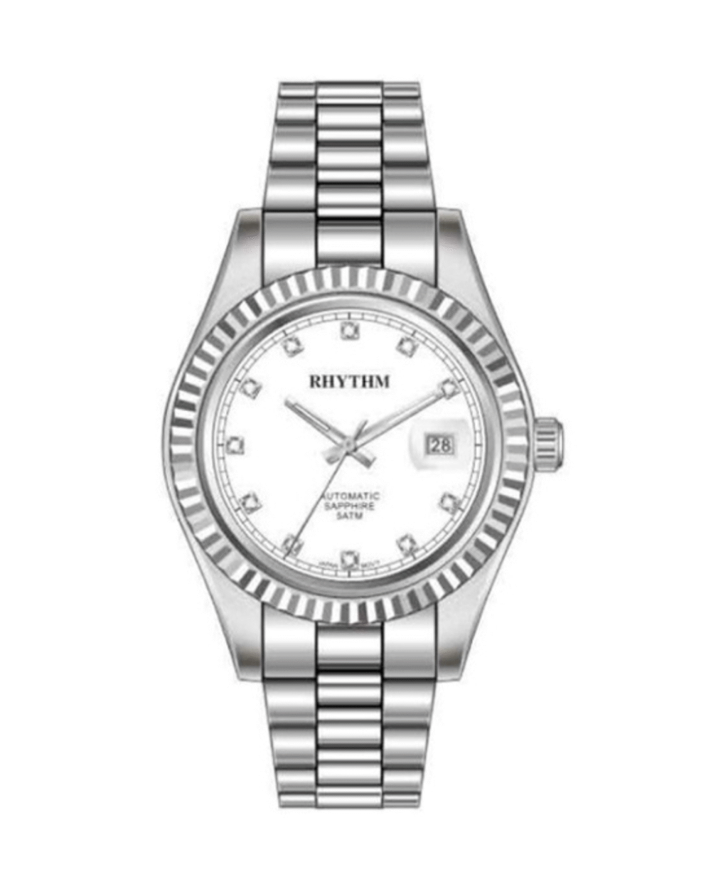 Rhythm RA1622S01 Silver Steel Band Dress Watch For Ladies Automatic