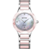 Rhythm F1206T03 Women’s Quartz Watch with Pearl Dial and Crystal Accents