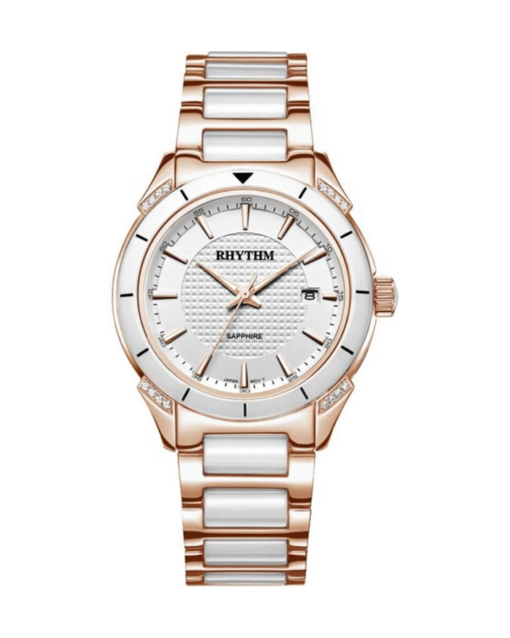 Rhythm F1207T06 Ladies Two Tone Chain Sapphire Gift Watch
