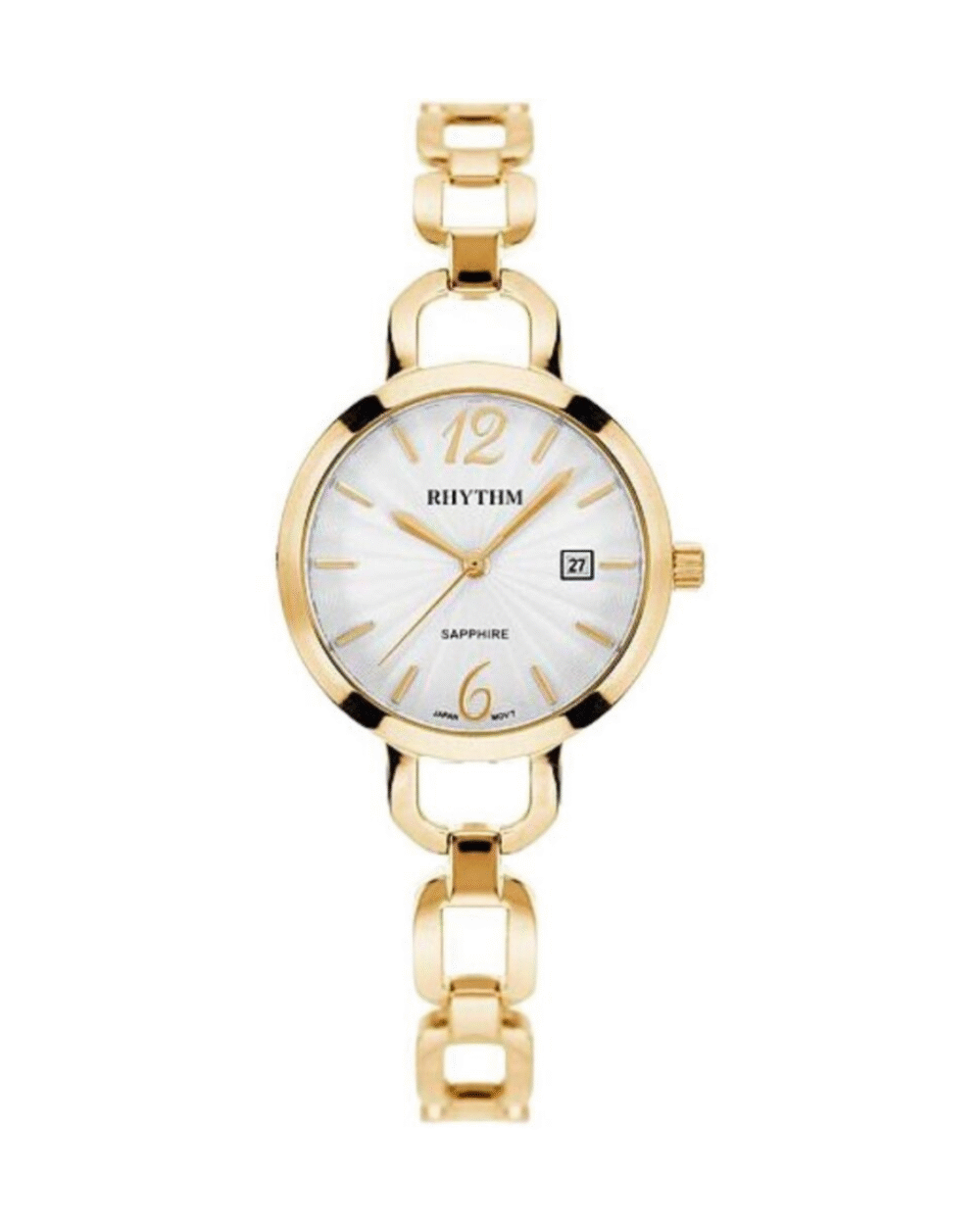 Rhythm LE1606S03 White Dial Golden Bracelet Ladies Gift Watch