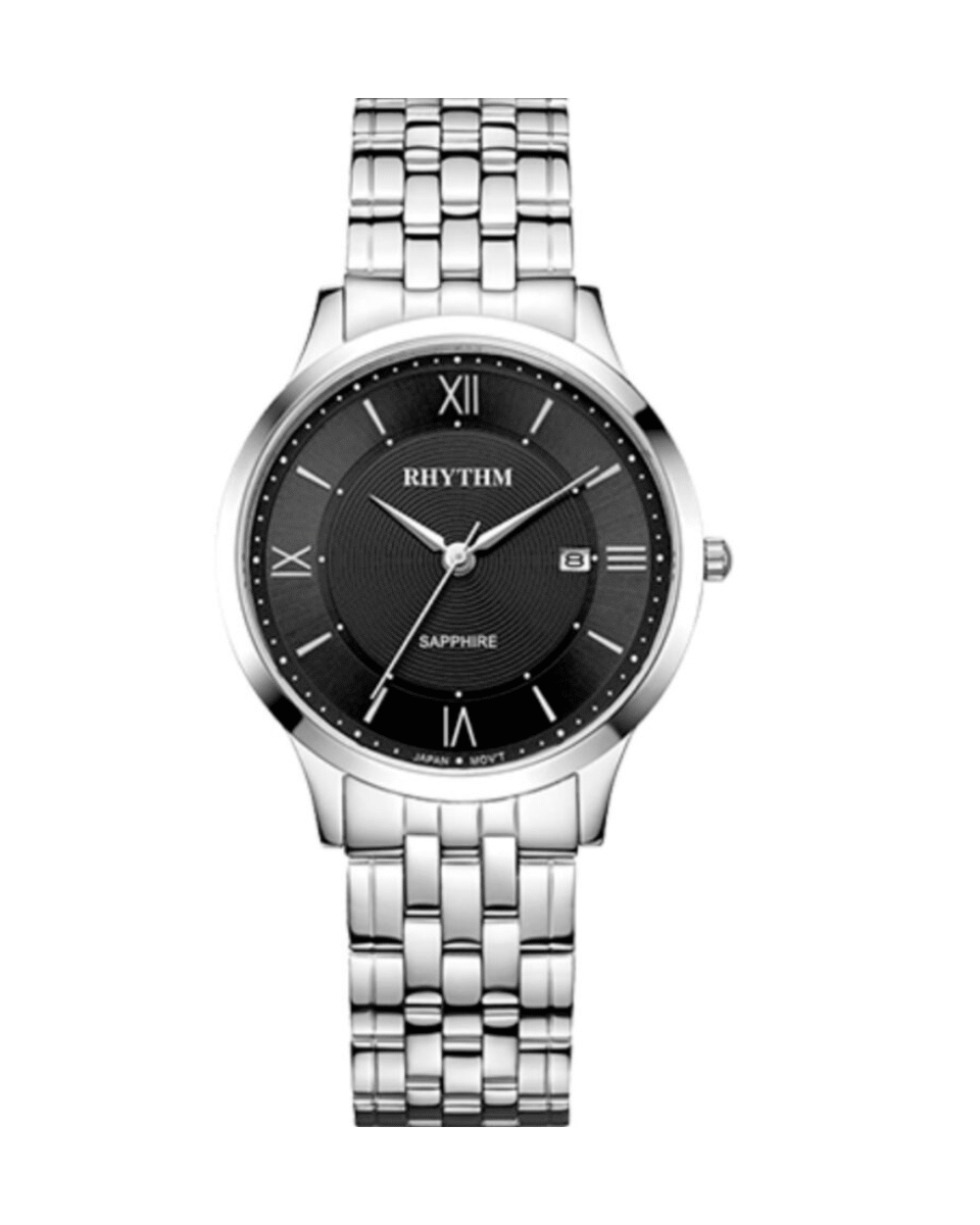 Rhythm G1202S02 Silver Chain Black Dial Ladies Dress Watch