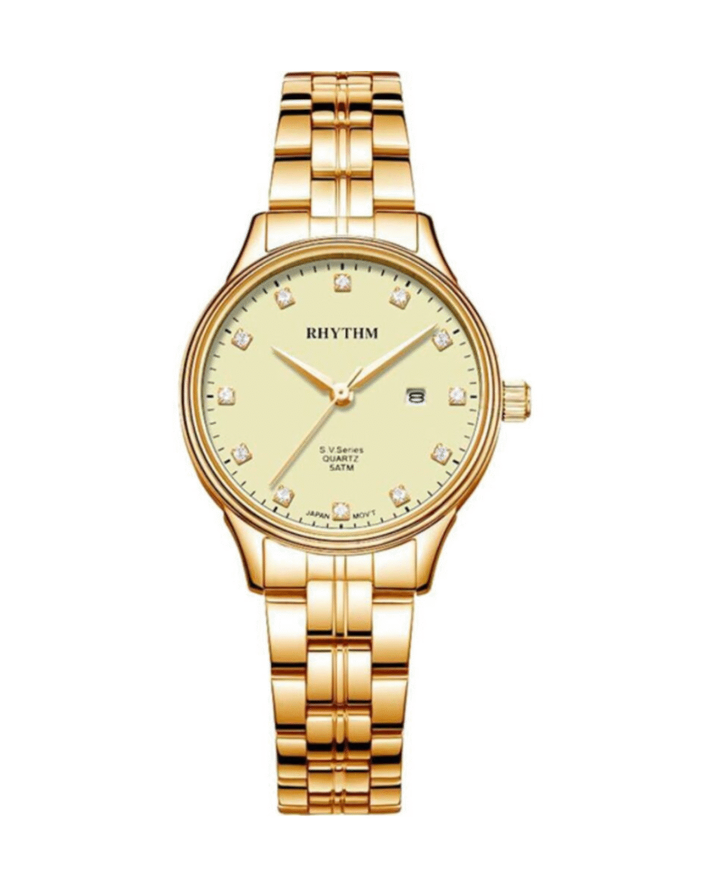 Rhythm GS1607S08 Golden Steel Chain Gift Watch For Ladies