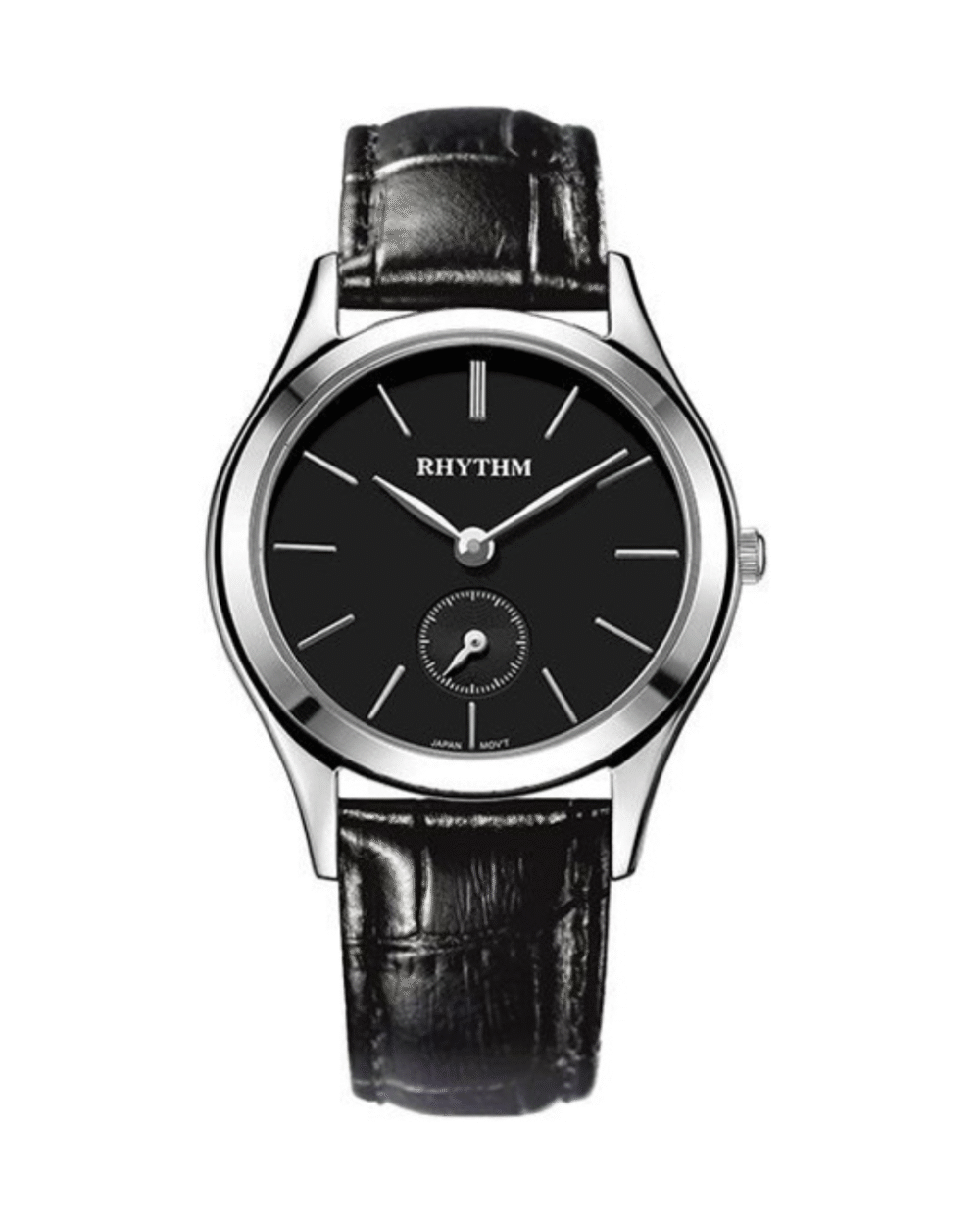 Rhythm P1302L02 Black Leather Analog Dial Ladies Wrist Watch