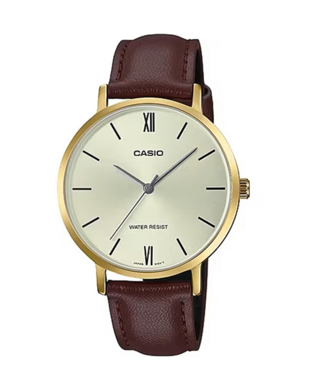 Casio LTP-VT01GL-9B Brown Leather Analog Watch For Ladies