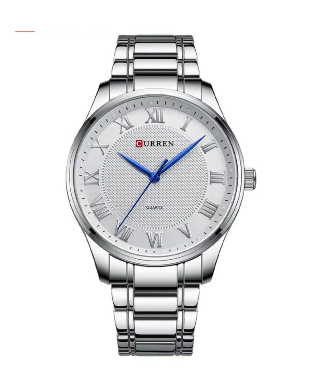 Curren C8409 White Roman Dial Silver Chain Luxury Gift Watch