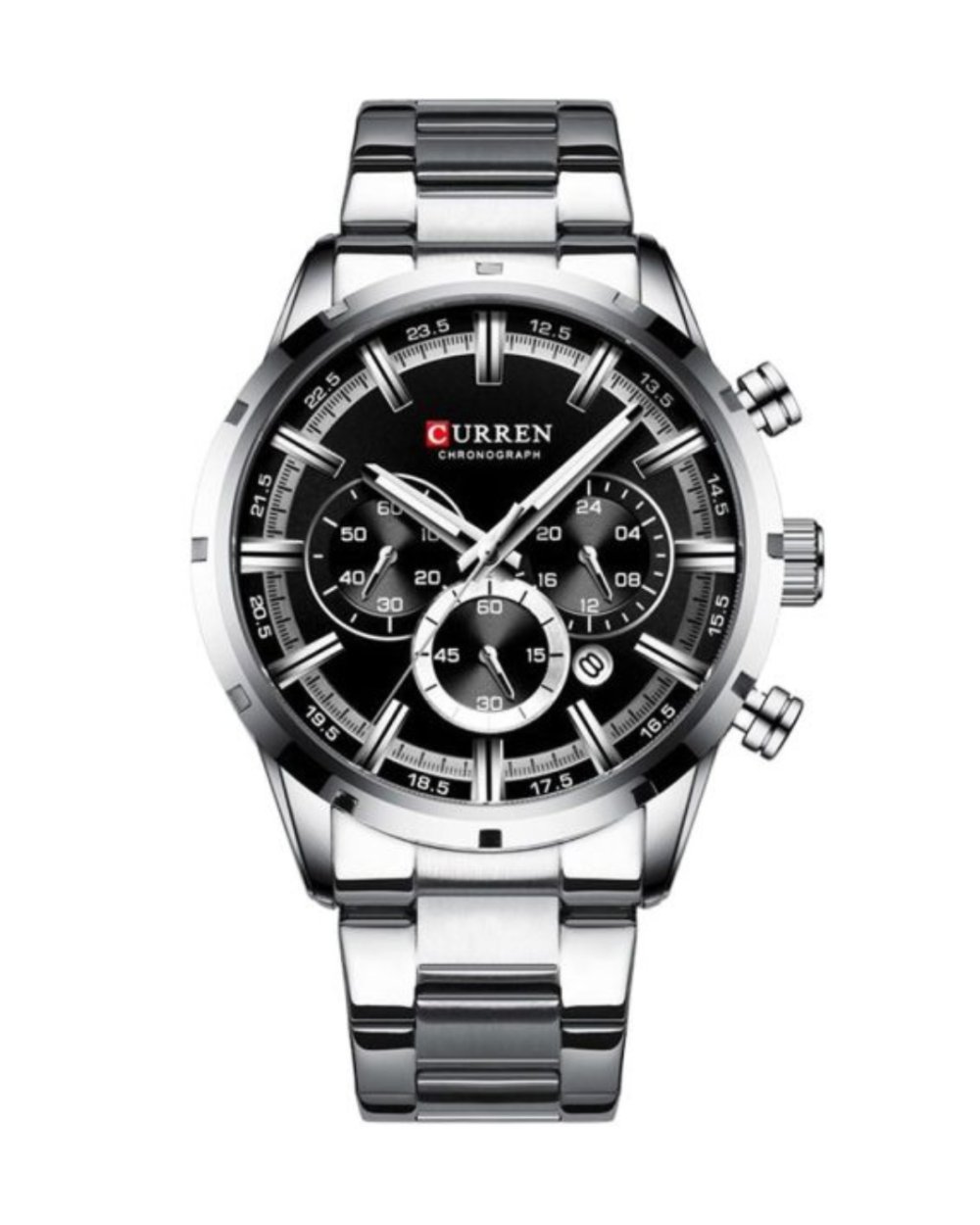 Curren C8355 Silver Black Metal Band Men Watch
